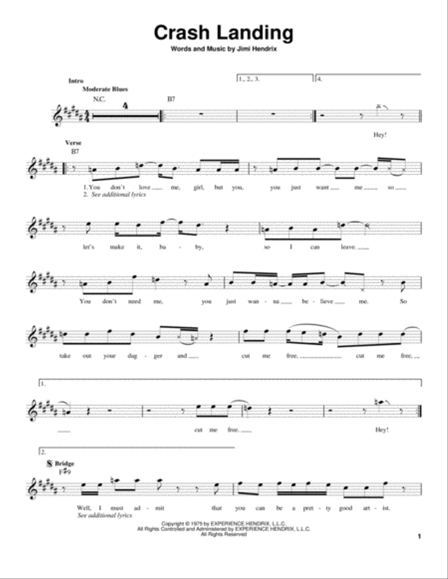 Crash Landing Easy Guitar scores gallery preview page 1