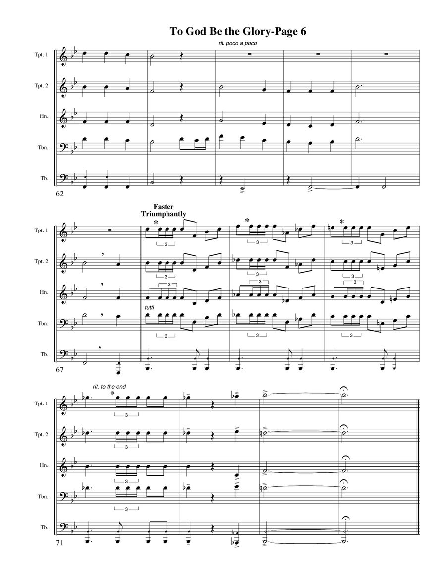 To God Be the Glory for Brass Quintet Brass Quintet scores gallery preview page 6