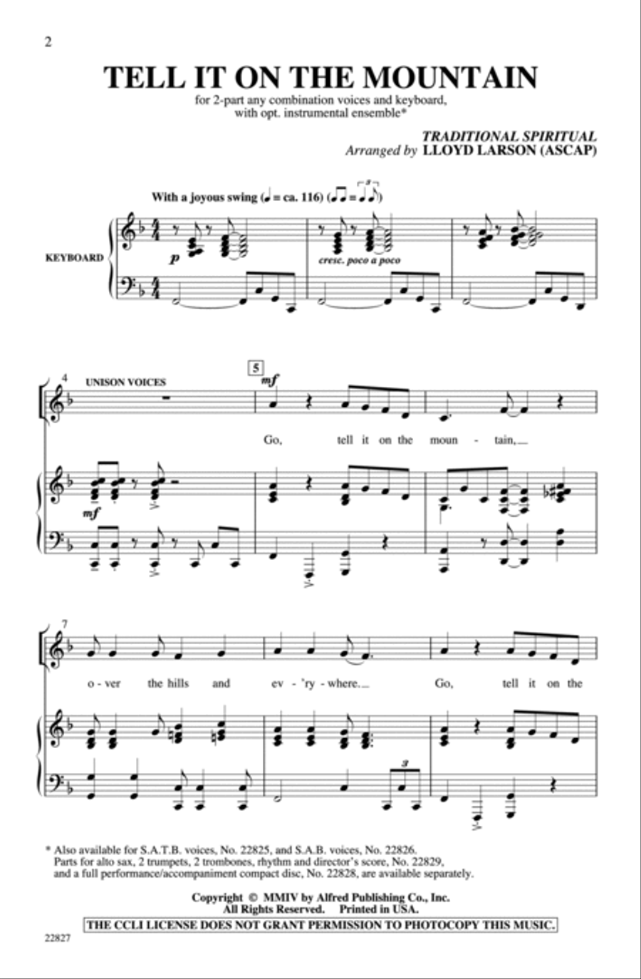 Tell It on the Mountain 2-Part scores gallery preview page 2