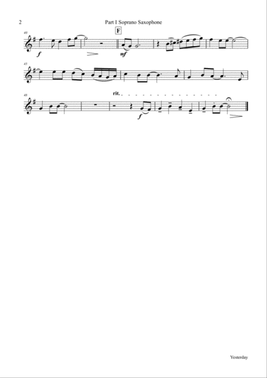Yesterday Saxophone Quintet scores gallery preview page 6