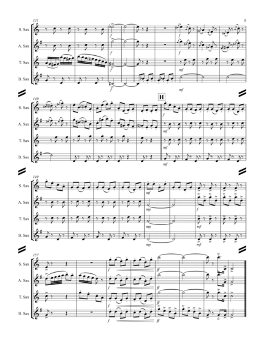 Strauss II - Perpetual Motion (for Saxophone Quartet SATB) Saxophone Quartet scores gallery preview page 6