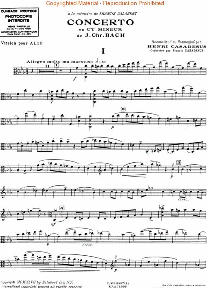 Viola Concerto In C Minor - Viola/Piano