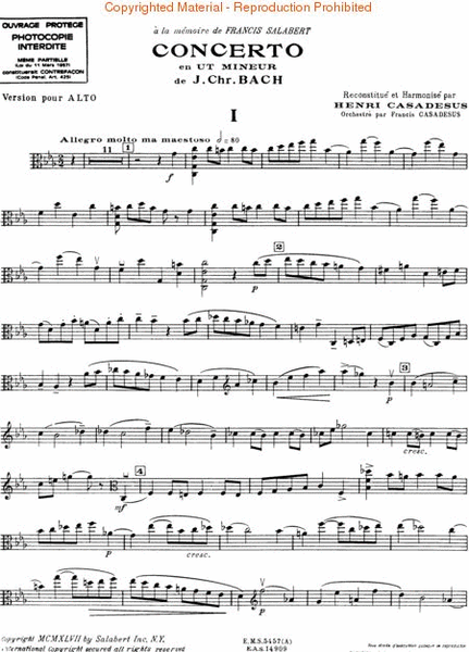 Viola Concerto In C Minor - Viola/Piano