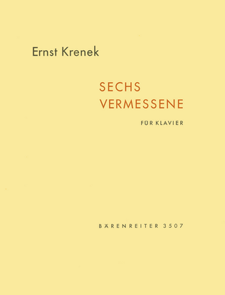 Book cover for Sechs Vermessene for Piano op. 168
