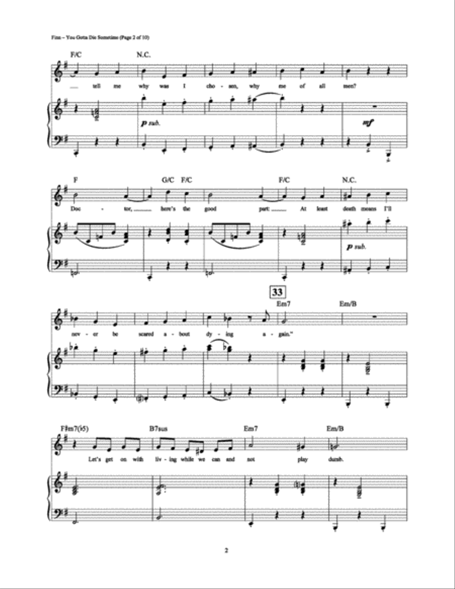 You Gotta Die Sometime Piano, Vocal, Guitar scores gallery preview page 2