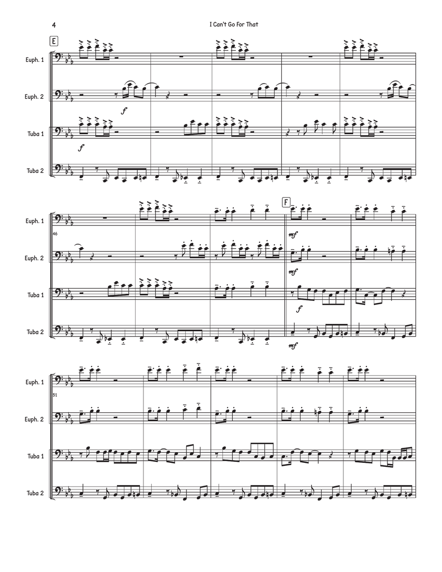I Can't Go For That (No Can Do) Brass Quartet scores gallery preview page 4