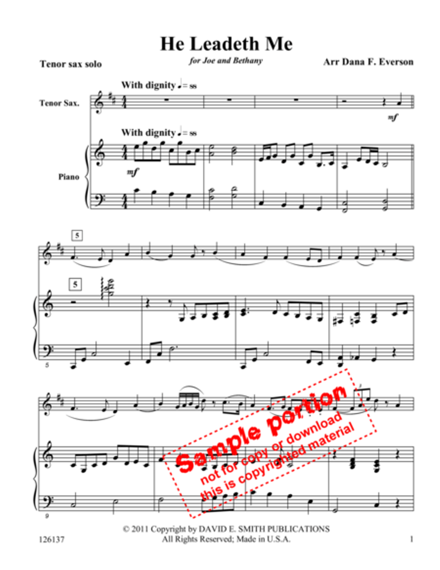 He Leadeth Me He Leadeth Me Tenor Saxophone scores gallery preview page 2