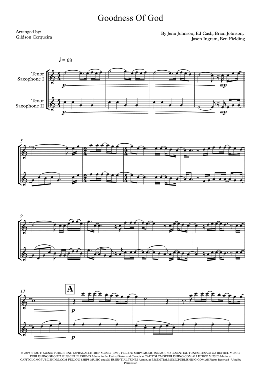Goodness Of God Woodwind Duet scores gallery preview page 1
