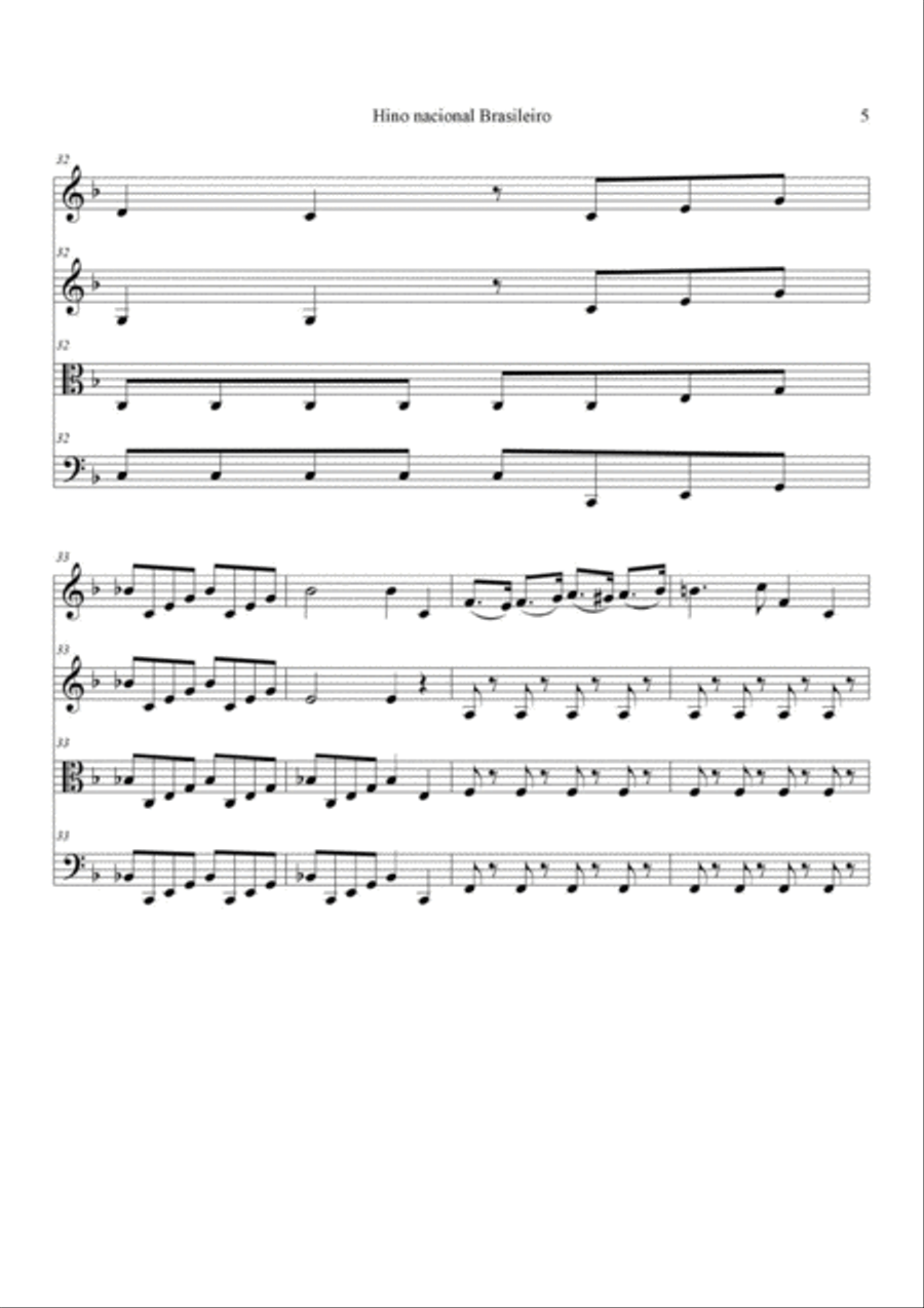Hino Nacional Brasileiro Hino Nacional Brasileiro String Quartet scores gallery preview page 5