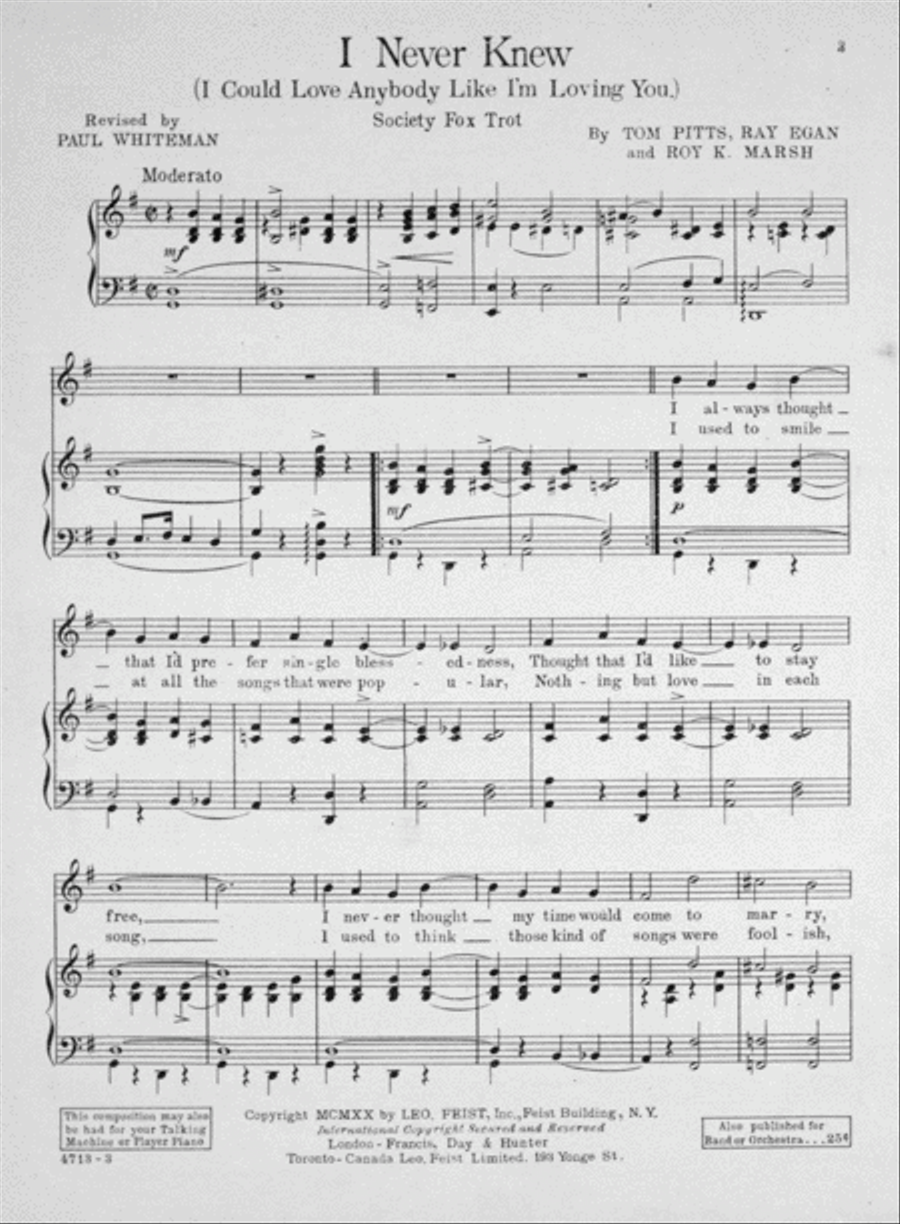 I Never Knew I Could Love Anybody (Like I'm Loving You). Society Fox Trot Voice scores gallery preview page 2