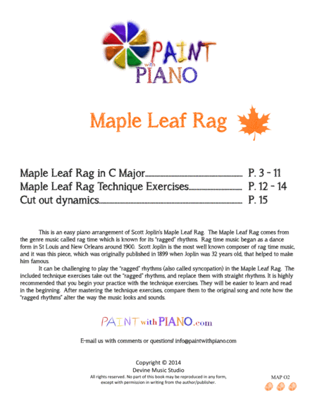 Maple Leaf Rag - Easy Piano image number null
