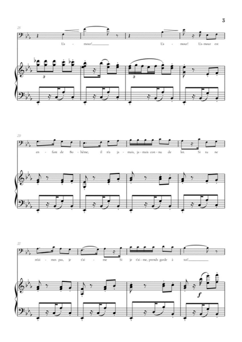 Bizet • Habanera from Carmen in Eb minor [Ebm] | bass voice sheet music with piano accompaniment image number null