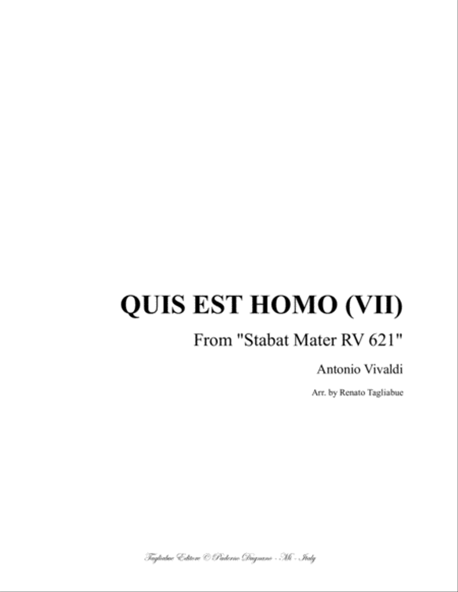 QUIS EST HOMO (VII) - (From Stabat Mater- RV 621) - For Alto,and Organ 3 staff Voice scores gallery preview page 1
