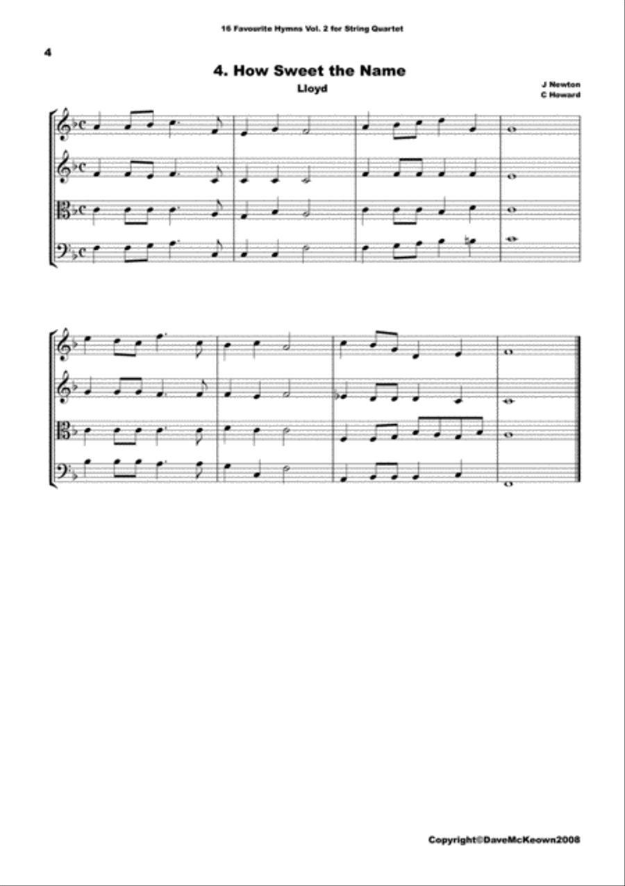 16 Favourite ﻿Hymns for String Quartet (Vol 2.) String Quartet scores gallery preview page 5