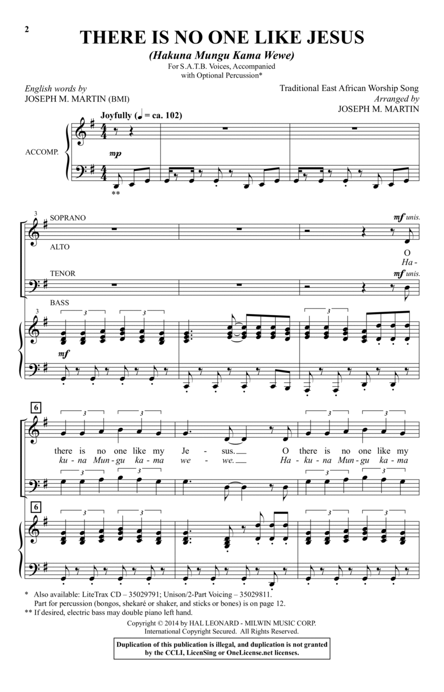 There's No One Like Jesus (Hakuna Mungu Kama Wewe) 4-Part scores gallery preview page 1