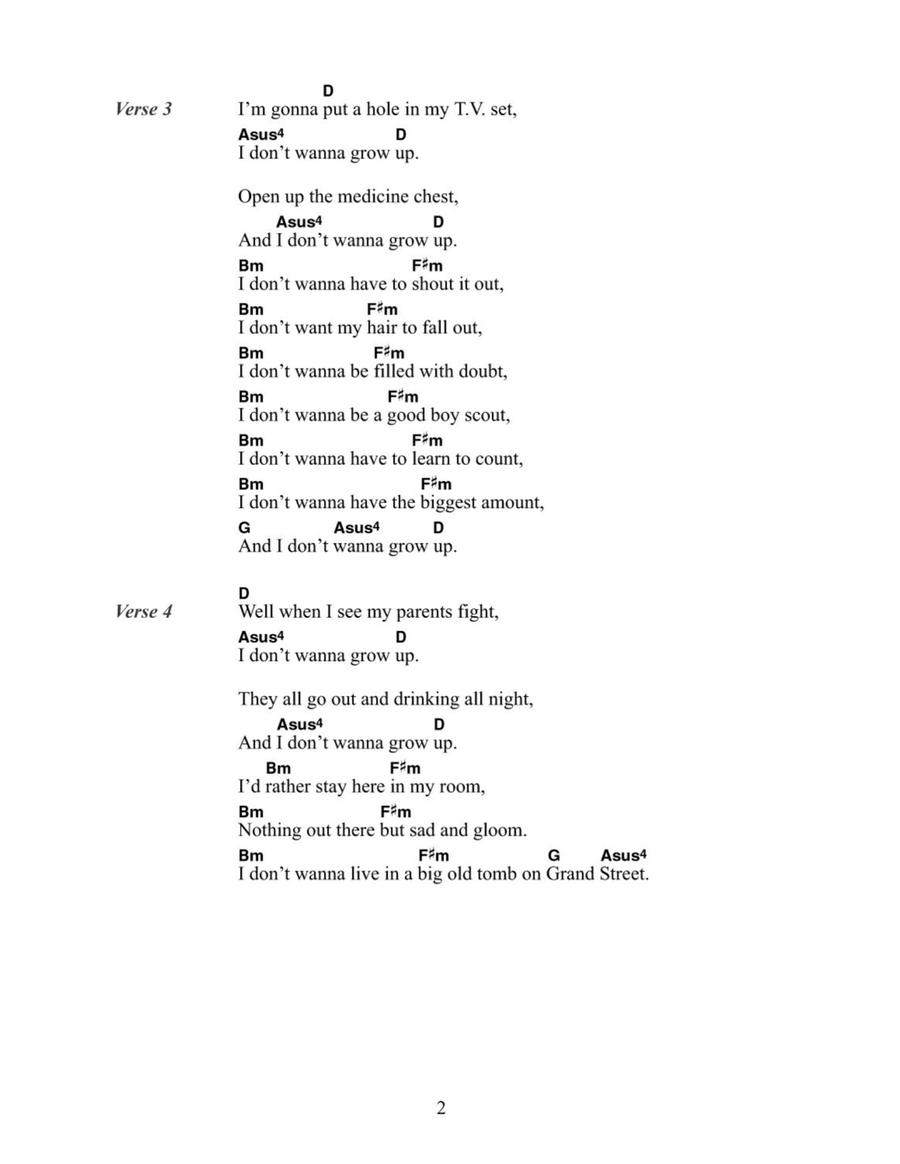 I Don't Wanna Grow Up Easy Guitar scores gallery preview page 2