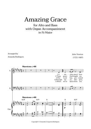 Book cover for Amazing Grace in F# Major - Alto and Bass with Organ Accompaniment and Chords