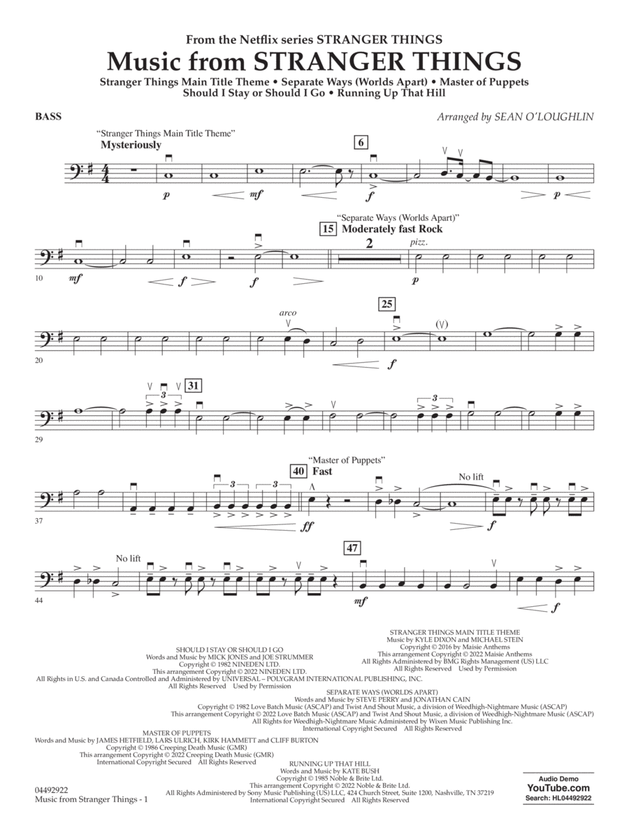 Music from Stranger Things - Bass String Orchestra scores gallery preview page 1