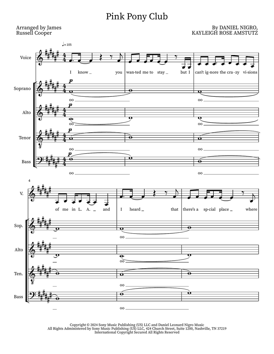 Pink Pony Club Pink Pony Club 4-Part scores gallery preview page 1