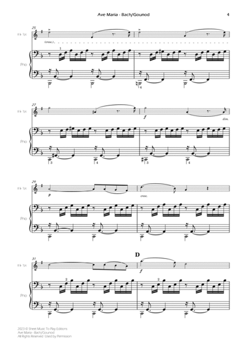 Ave Maria by Bach/Gounod - Bb Trumpet and Piano (Full Score and Parts) image number null