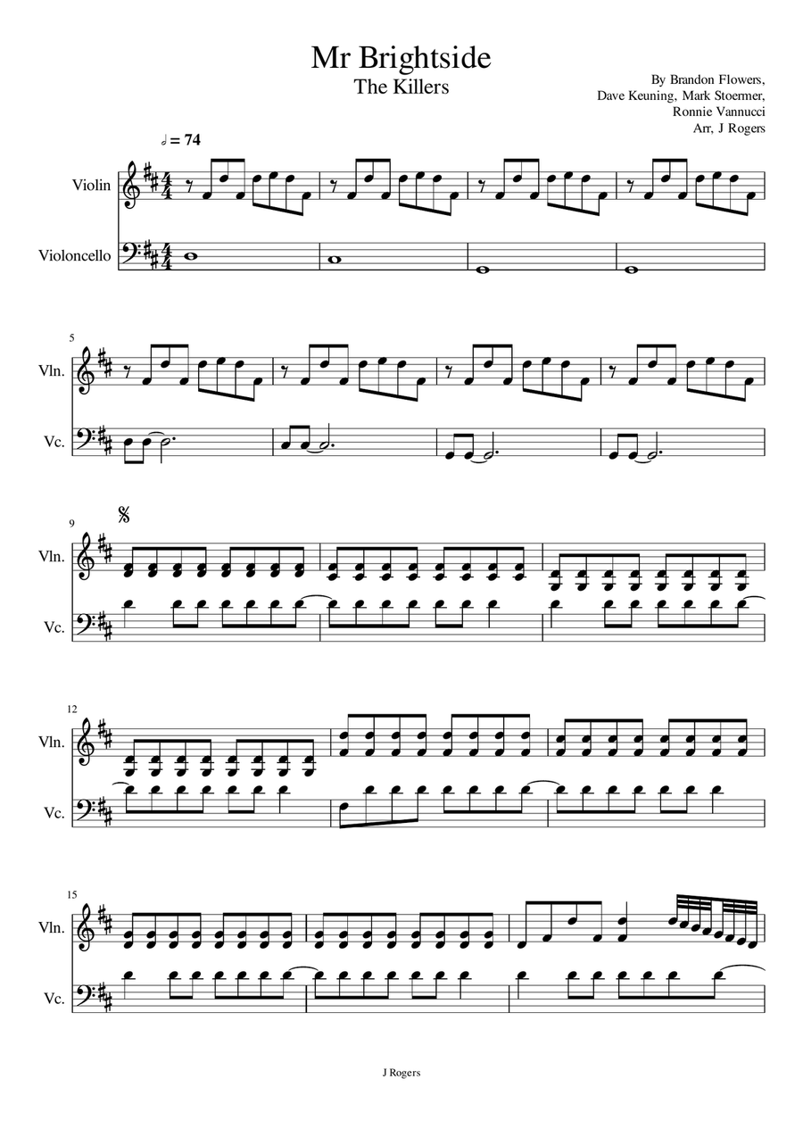 Mr. Brightside String Duet scores gallery preview page 1