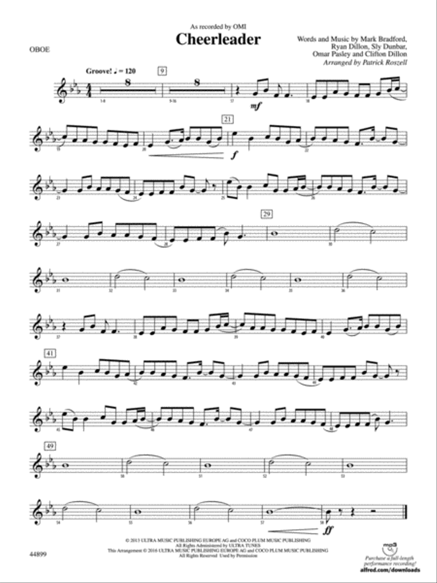 Cheerleader: Oboe Concert Band scores gallery preview page 1