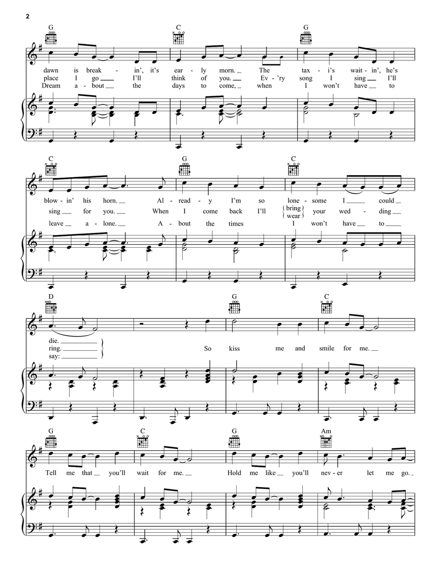 Leaving On A Jet Plane Piano, Vocal, Guitar scores gallery preview page 2