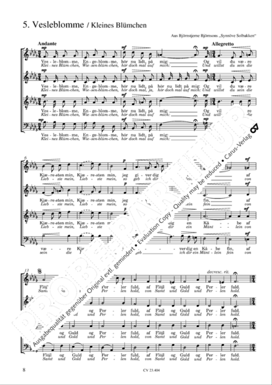 Peterson-Berger: 8 Sanger Choir scores gallery preview page 9