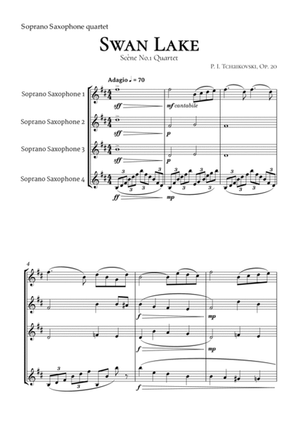 Swan Lake Tchaikovsky Soprano Saxophone Quartet image number null