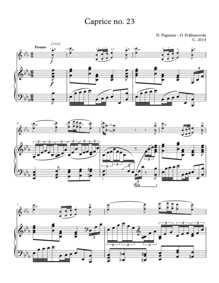 Paganini-Pokhanovski 24 Caprices: #23 for violin and piano image number null