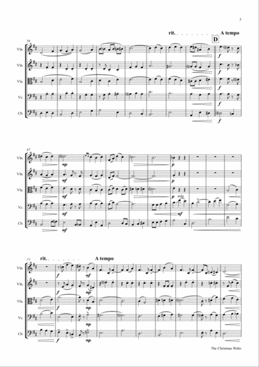 The Christmas Waltz String Quartet scores gallery preview page 3
