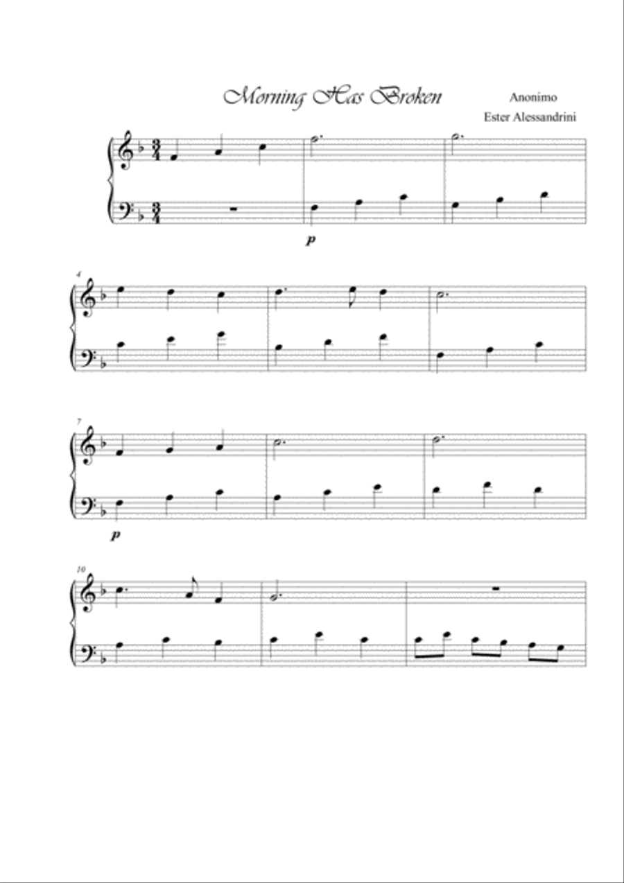 Morning Has Broken Easy Piano scores gallery preview page 1