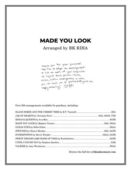 Made You Look: SATB Choral Octavo: Meghan Trainor