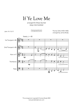 If Ye Love Me, by Thomas Tallis - easy Brass Quintet arrangement