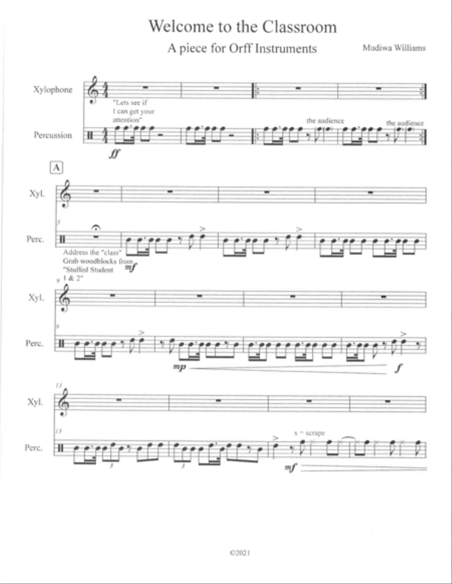 Welcome to the Classroom: A Piece for Orff Instruments Orff Instrument scores gallery preview page 5