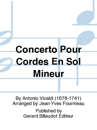 Book cover for Concerto pour Cordes en Sol Mineur