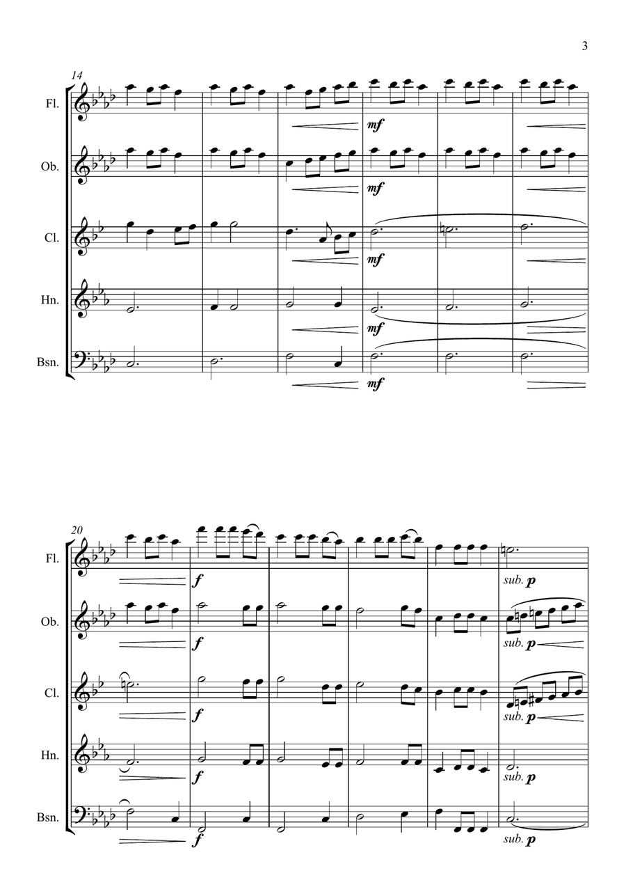 Fantasia on the Ukrainian Bell Carol - for Wind Quintet Woodwind Quintet scores gallery preview page 3