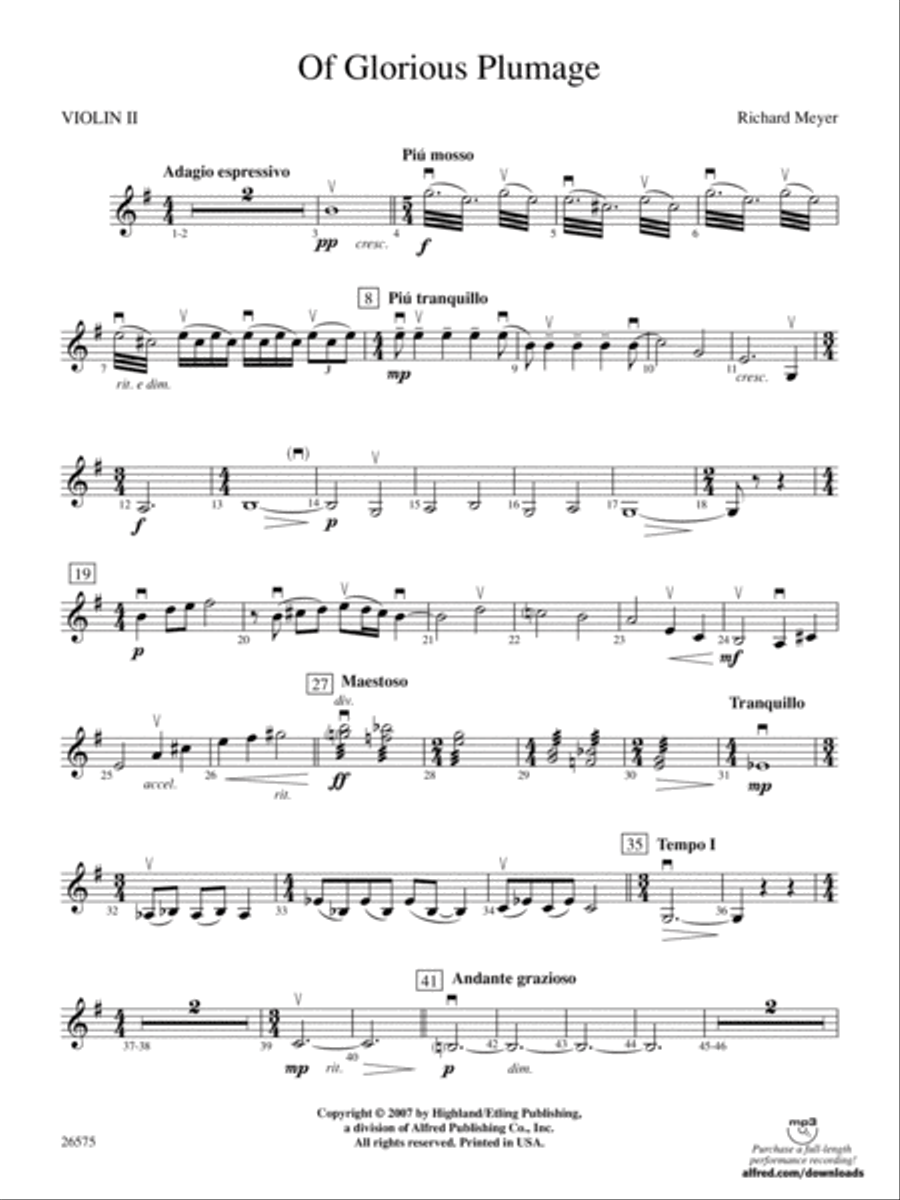 Of Glorious Plumage: 2nd Violin String Orchestra scores gallery preview page 1