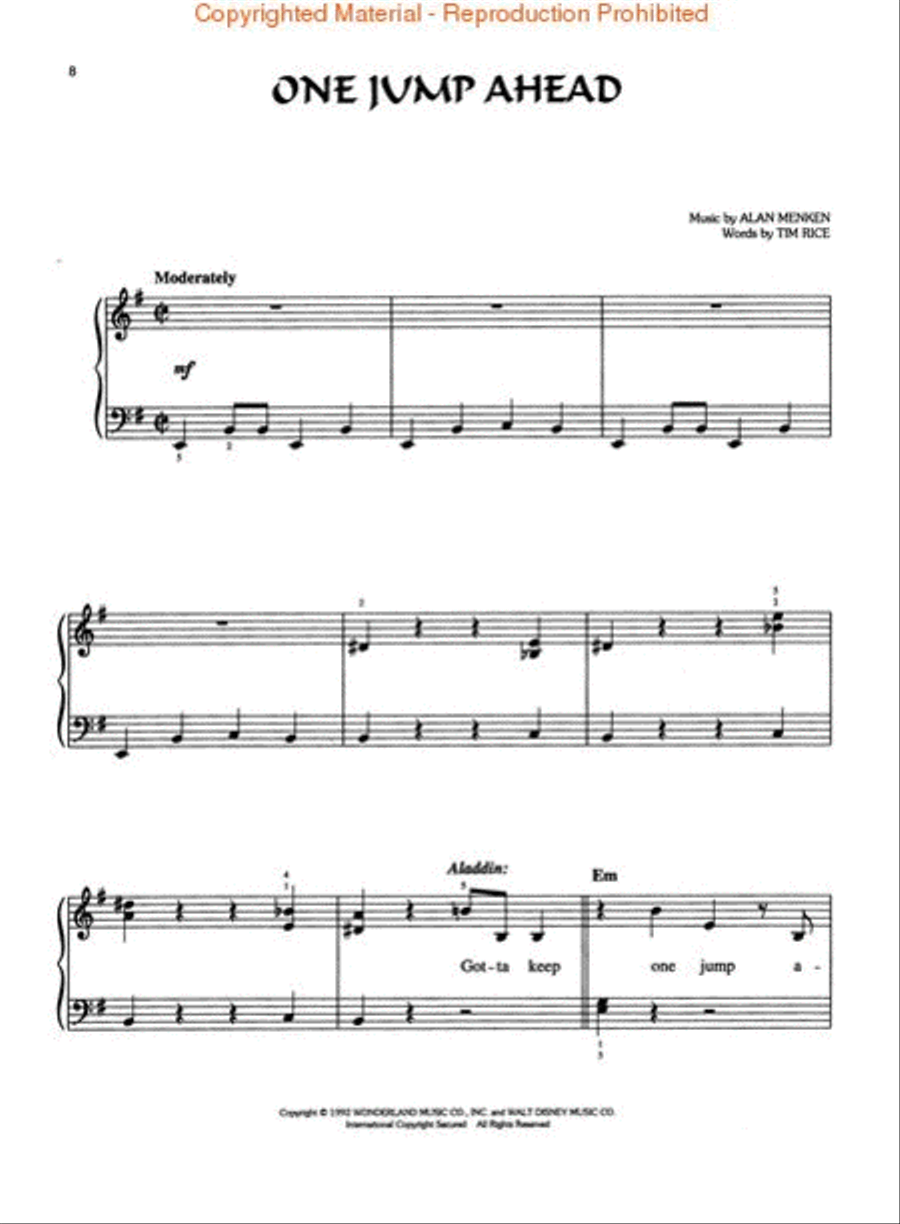 Aladdin Aladdin Easy Piano scores gallery preview page 3
