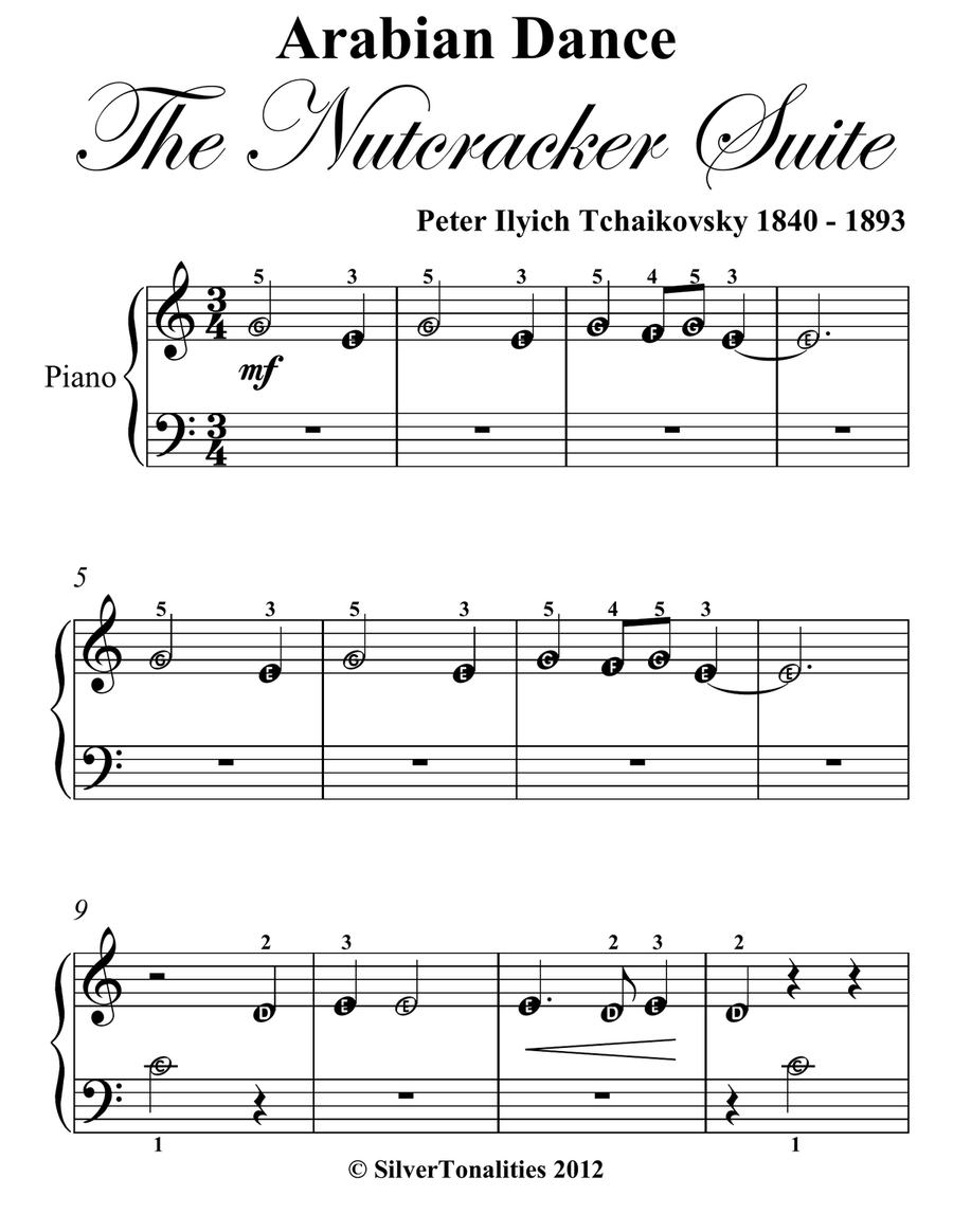 Arabian Dance Nutcracker Suite Beginner Piano Sheet Music