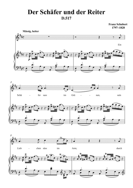 Schubert-Der Schäfer und der Reiter in D Op.13 No.1,for Vocal and Piano