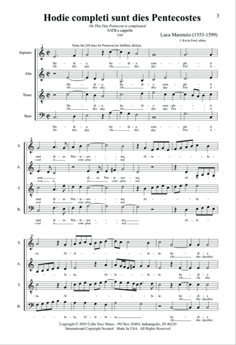 Hodie Completi Sunt Dies Pentecostes 4-Part scores gallery preview page 3