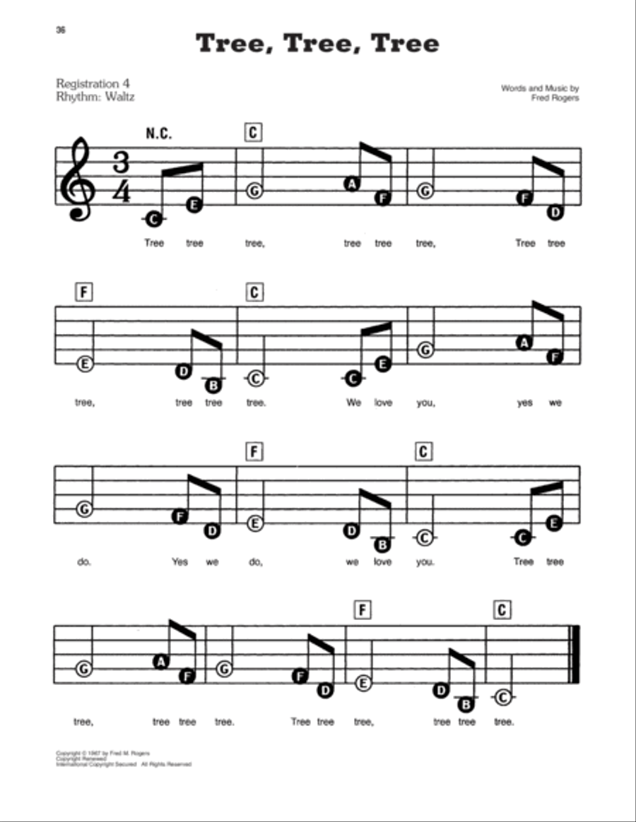 Tree, Tree, Tree (from Mister Rogers' Neighborhood) Electronic Keyboard scores gallery preview page 1