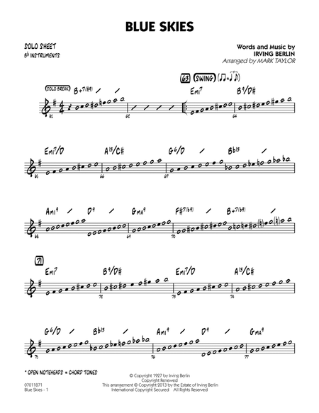 Blue Skies - Bb Solo Sheet