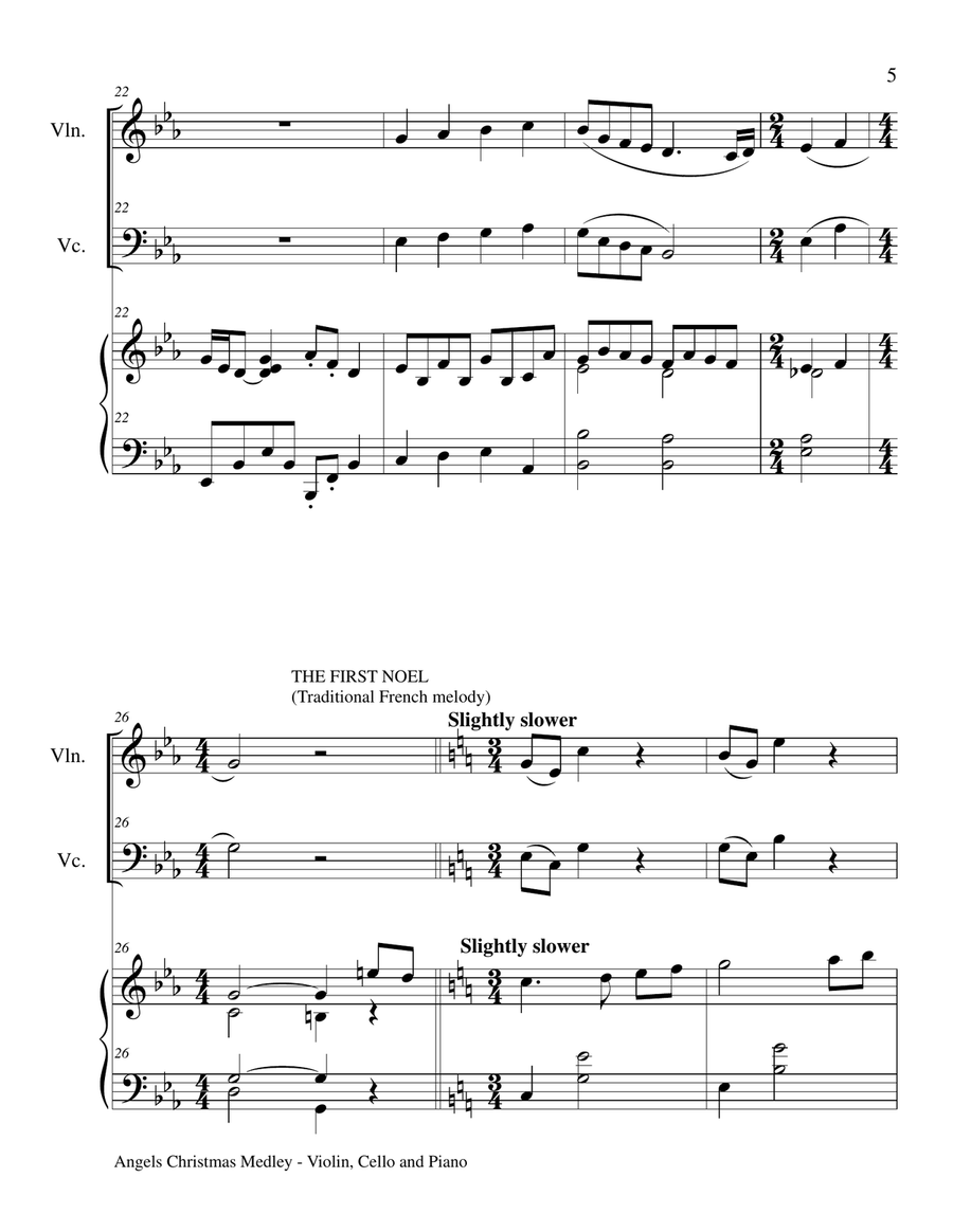 ANGELS CHRISTMAS MEDLEY (Piano Trio for Violin, Cello and Piano) Piano Trio scores gallery preview page 6