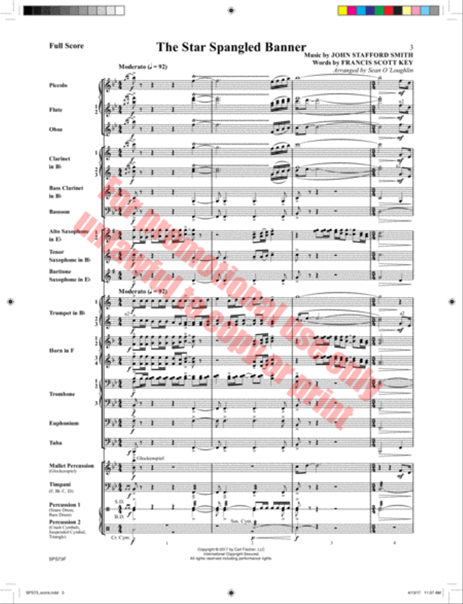 The Star Spangled Banner Concert Band scores gallery preview page 4