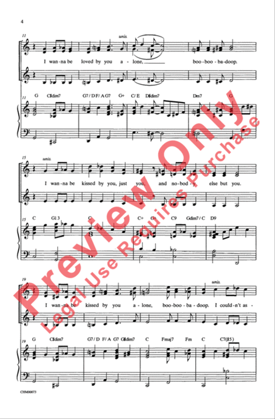 I Wanna Be Loved by You I Wanna Be Loved by You Women's Choir scores gallery preview page 3
