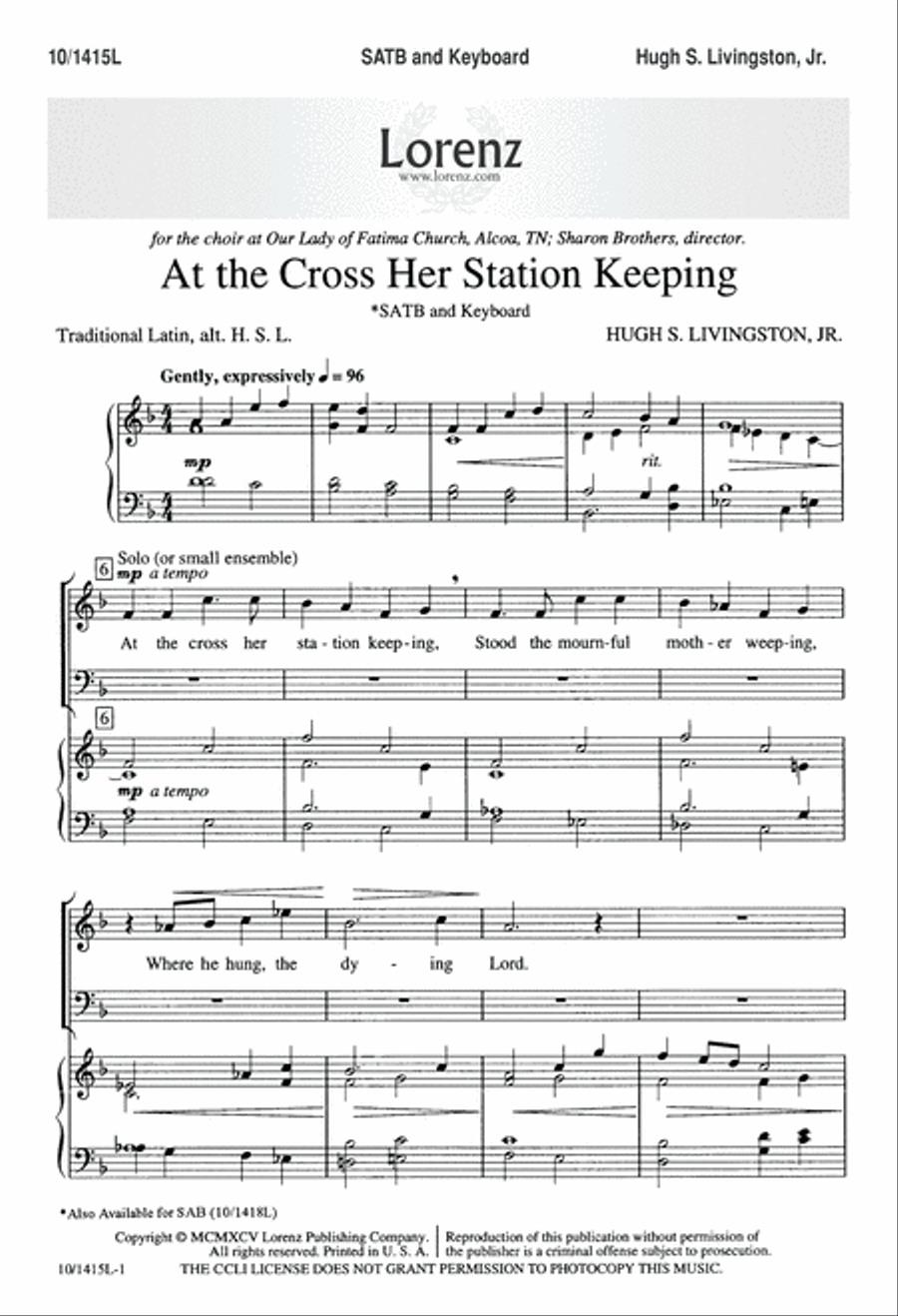 At the Cross, Her Station Keeping 4-Part scores gallery preview page 1