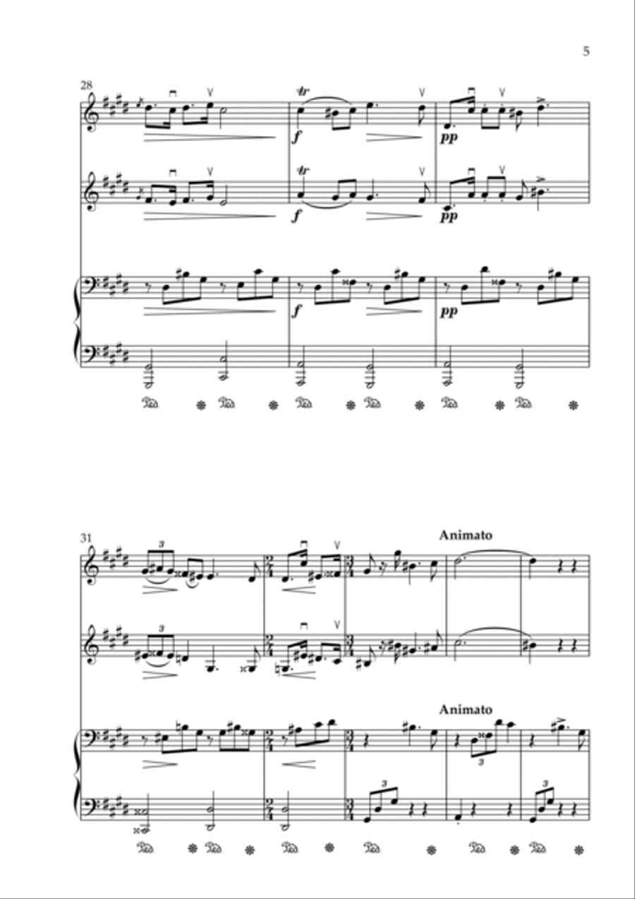 Nocturne in C#min (Op. post, No. 20) - arr. for 2 Violins and Piano (