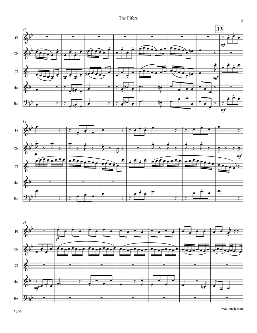 The Fifers for woodwind quintet (2’15) Woodwind Quintet scores gallery preview page 3